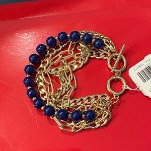 Elegant Gold and Blue Chain Bracelet